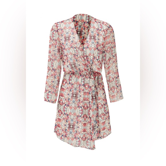 Waverly Grey Stained Glass Mini Wrap Dress - Size 2 - Picture 3 of 13